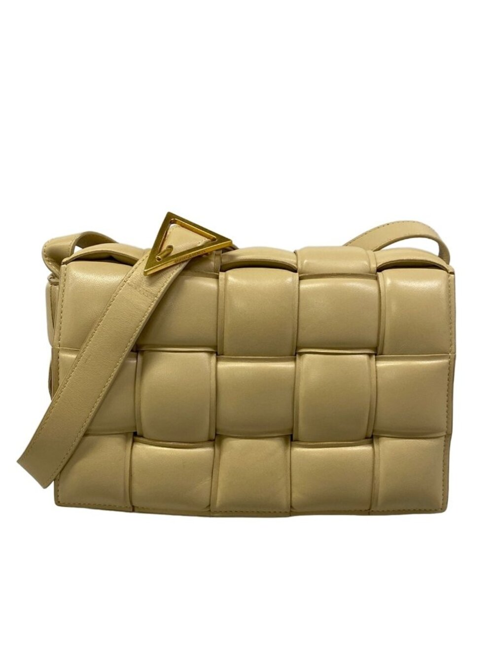 Bottega Veneta Shoulder Bag Padded Cassette Beige Leather